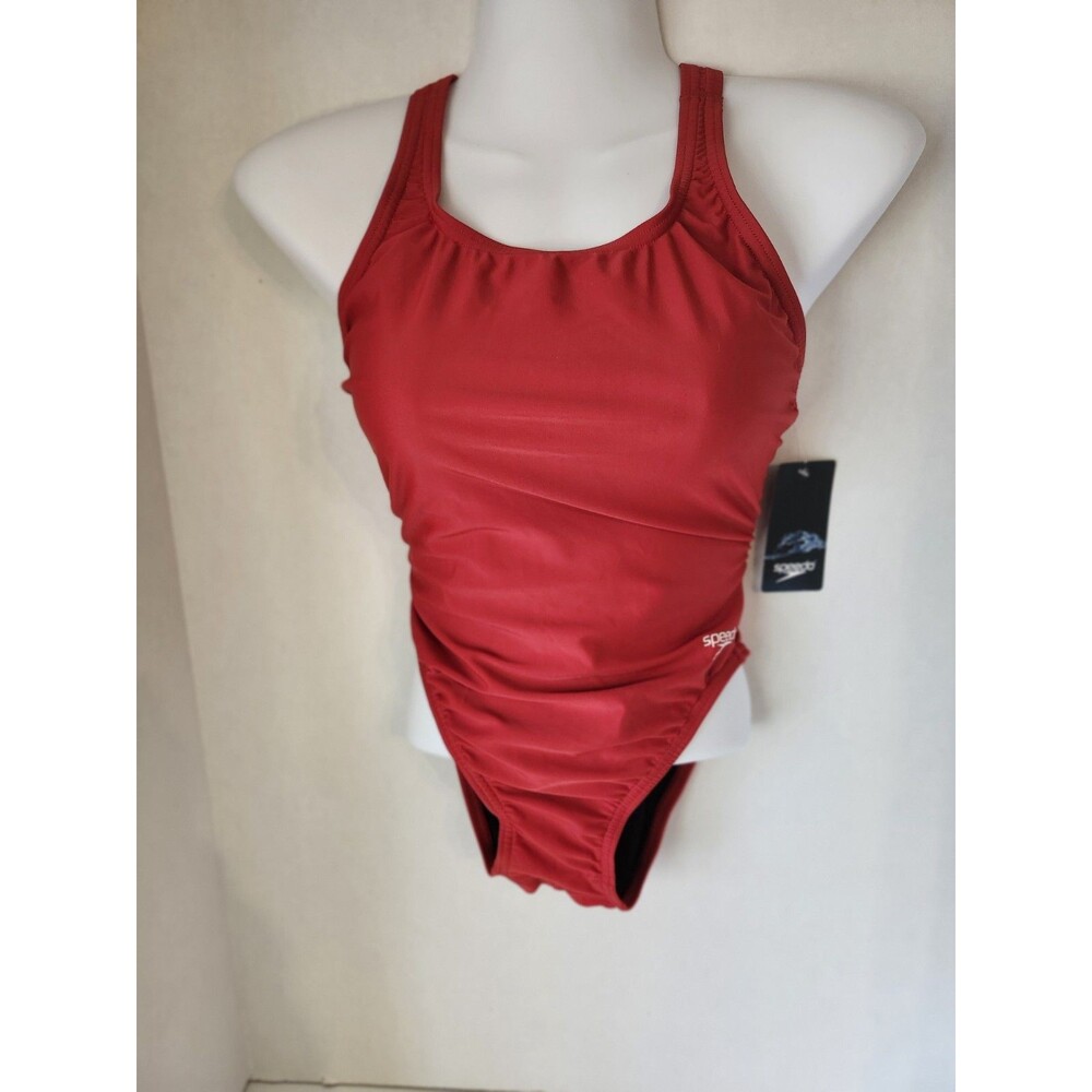 Speedo Pro LT Red Racerback Swimsuit Sz 8/34